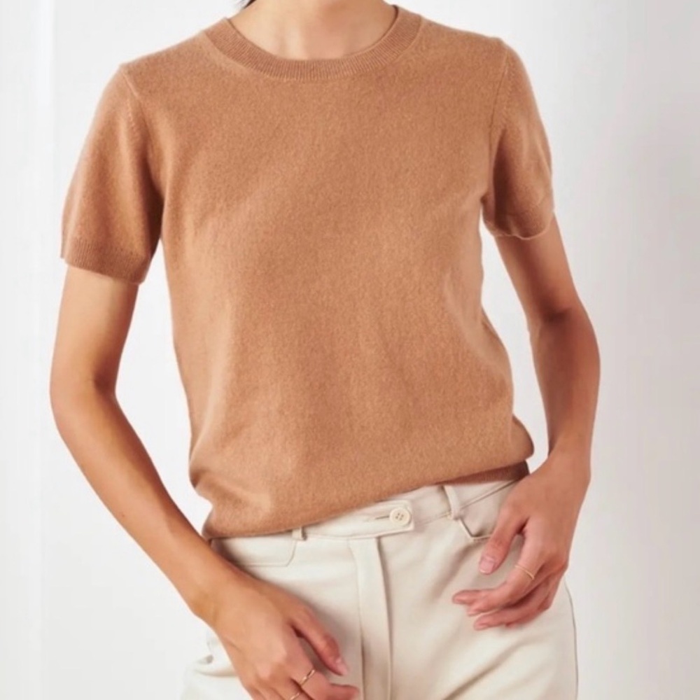 Quince Mongolian Cashmere Tee in Camel